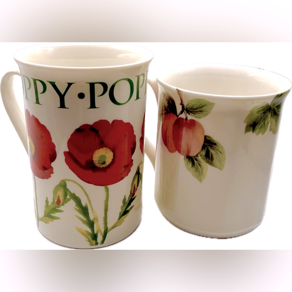 1 Kent Pottery Red Poppy Coffee/Tea Mug/Cup& 1 Royal Doulton Vintage Grape China